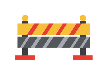 Road block clip art. This image shows a roadblock with yellow and black striped barriers. Vector illustration design.のイラスト素材