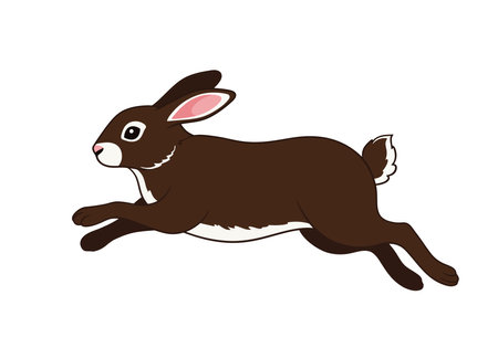 Rabbit running clipart. A brown rabbit is depicted in mid-run with its legs extended and ears back. Vector illustration design.のイラスト素材