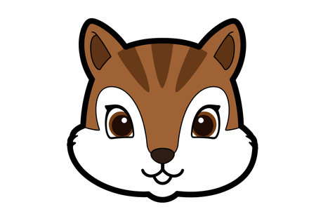 Squirrel face clip art. This image shows a cute cartoon squirrel face with large eyes and a friendly expression. Vector illustration design.のイラスト素材