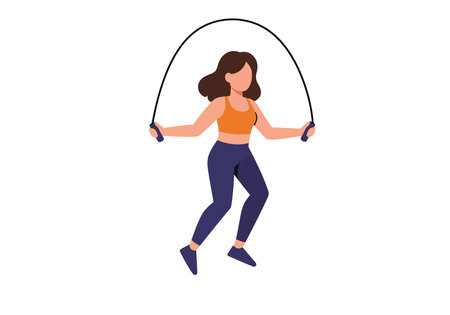 Trainer clip art. A person is jumping rope. Vector illustration design.のイラスト素材