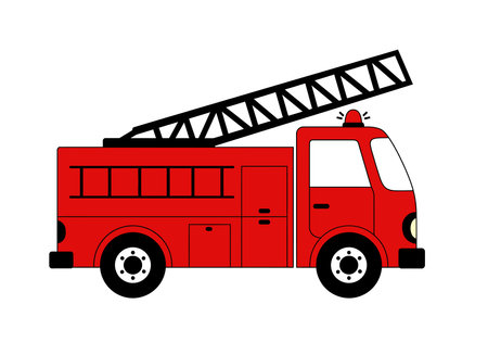 Fire truck clipart. Red fire truck with a ladder and siren. Vector illustration design.