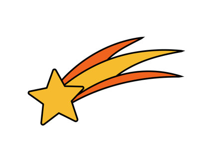 Shooting star image clip art. This image shows a yellow star with three trailing streaks, two orange and one yellow. Vector illustration design.のイラスト素材