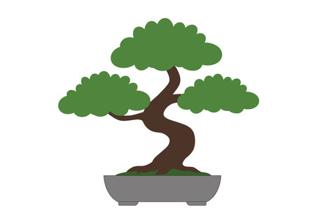 Clip art bonsai tree. Bonsai tree in a pot. Vector illustration design.のイラスト素材