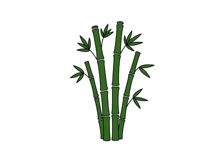 Bamboo clip art. Green bamboo stalks with leaves. Vector illustration design.のイラスト素材