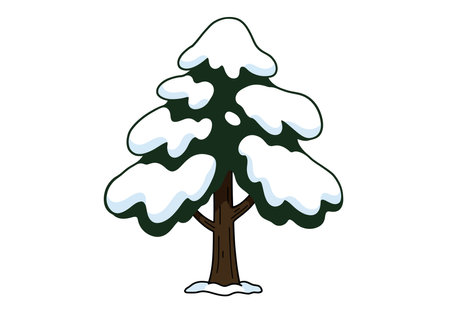 Snow on tree clipart. This image shows a tree covered in snow. Vector illustration design.のイラスト素材