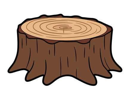 Stump clip art. This image shows a cartoon-style tree stump with visible growth rings. Vector illustration design.のイラスト素材