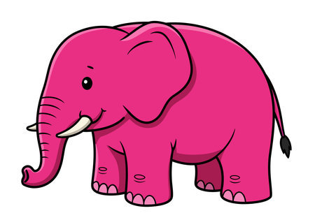Pink elephant clip art. A pink elephant with tusks and a small tail. Vector illustration design.のイラスト素材