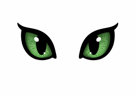 Dragon eyes clip art. This image shows a pair of green dragon eyes with black pupils and detailed irises. Vector illustration design.のイラスト素材