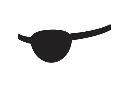 Pirate eye patch clip art illustration design. A black silhouette of a classic eye patch with a strap on the side. Vector illustration design.のイラスト素材