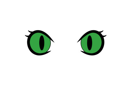 Snake eyes clipart illustration design. A pair of green cat-like eyes with vertical slit pupils and bold outlines. Vector illustration design.のイラスト素材
