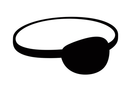 Eye patch clip art. This image shows a simple black and white illustration of an eye patch with a strap. Vector illustration design.のイラスト素材