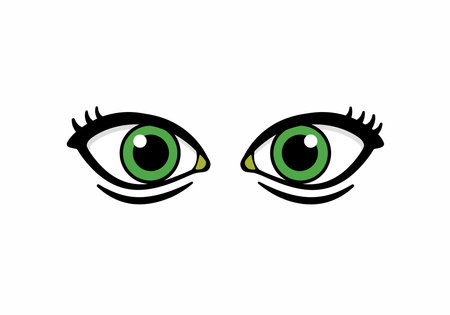 Frankenstein eyes clipart. Green eyes with black pupils and white highlights, surrounded by black outlines and lashes. Vector illustration design.のイラスト素材
