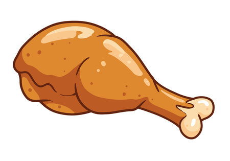 Drumstick clipart. This image shows a cartoon-style fried chicken drumstick. Vector illustration design.のイラスト素材