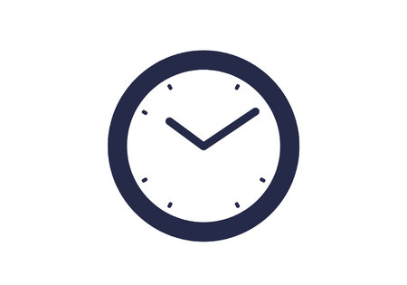 Clock clip arts. Simple analog clock with bold black lines and minimal design. Vector illustration...