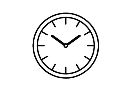 Line art clock. Black and white clock with bold lines and no numbers. Vector illustration design.