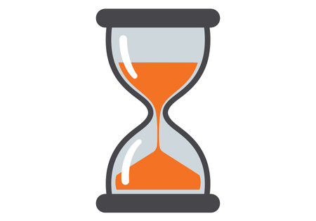 Sand clock clipart. An hourglass with orange sand halfway through. Vector illustration design.