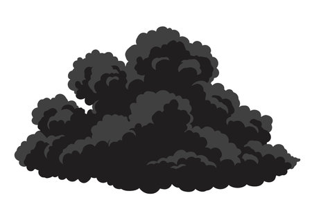 Black cloud clip art. Dark, fluffy, and dense cloud. Vector illustration design.のイラスト素材