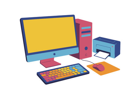 Computer Pictures Clip Art. This image shows a desktop computer setup with a monitor, keyboard,...