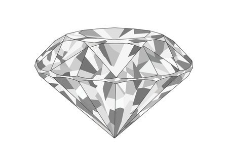 Clip Art of a Diamond. This image shows a detailed, faceted diamond. Vector illustration design.のイラスト素材