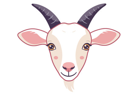 Goat Face Clip Art. This image shows a cute and friendly goat face with detailed features. Vector illustration design.のイラスト素材