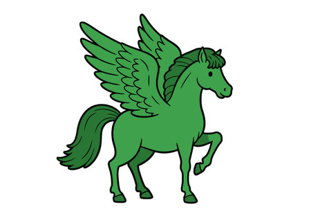 Clipart pegasus. A white pegasus with wings spread, flying through the sky. Vector illustration design.のイラスト素材