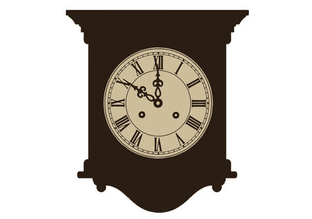 Old clock clipart. This image shows a vintage clock with Roman numerals. Vector illustration design.のイラスト素材