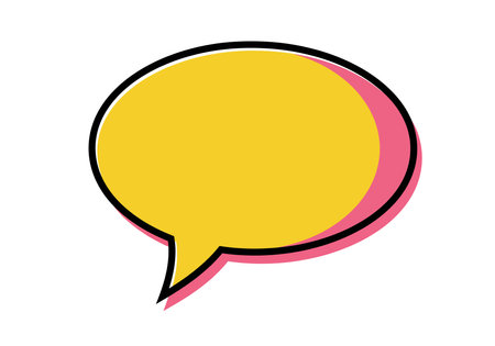 Bubble message clipart. This image shows a yellow speech bubble with a pink shadow. Vector illustration design.のイラスト素材