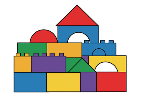 Clipart of building blocks. Colorful geometric shapes stacked to form a structure. Vector illustration design.のイラスト素材