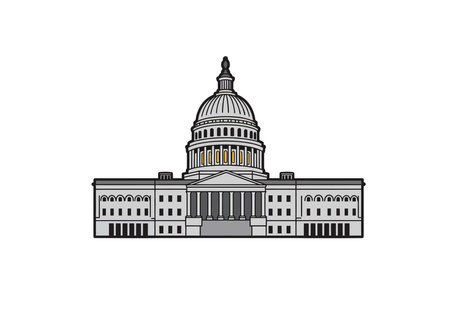 Capitol building clip art. This image shows a detailed vector illustration of the United States Capitol building with its iconic dome and neoclassical architecture. Vector illustration design.のイラスト素材