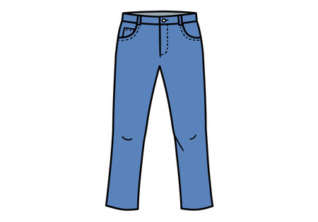 Clip art of pants. This image shows a pair of blue pants with pockets and a button. Vector illustration design.のイラスト素材
