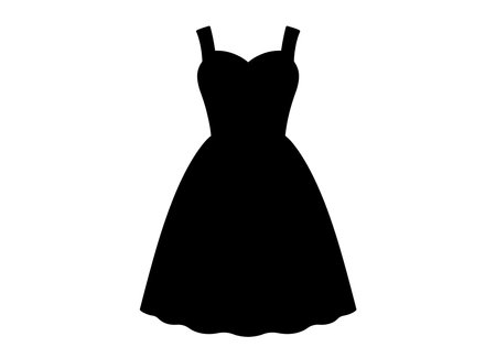 Dress clip art black. A black silhouette of a dress with a fitted bodice and flared skirt. Vector illustration design.のイラスト素材
