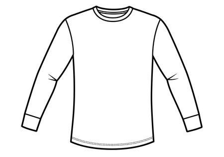 Long sleeve shirt outline clipart. Simple black and white illustration of a long-sleeve shirt with minimal details. Vector illustration design.のイラスト素材