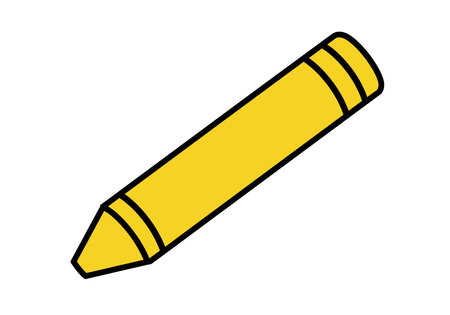 Yellow crayons clipart. This image shows multiple yellow crayons arranged in a neat row with black outlines. Vector illustration design.のイラスト素材