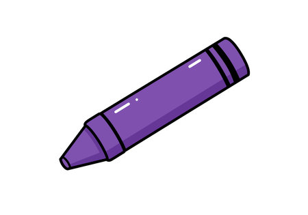 Purple crayon clipart. This image shows a purple crayon with black outlines and highlights. Vector illustration design.のイラスト素材