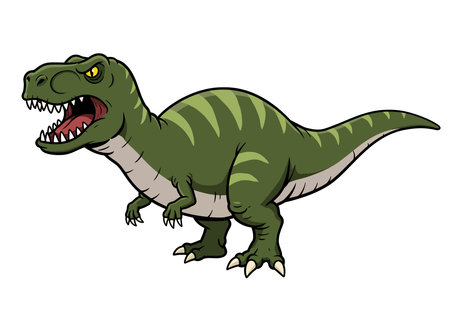 Angry dinosaur clipart. Fierce prehistoric creature with sharp claws and teeth in a vibrant cartoon style. Vector illustration design.のイラスト素材