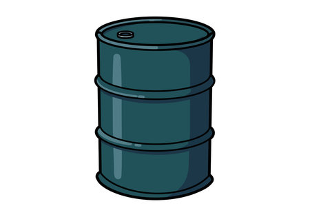 Steel oil drum clip art. This image shows a dark green steel oil drum with a small cap on the top. Vector illustration design.のイラスト素材