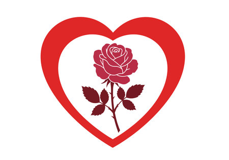 Heart rose clipart. This image shows a red heart with a red rose inside, symbolizing love and romance. Vector illustration design.のイラスト素材