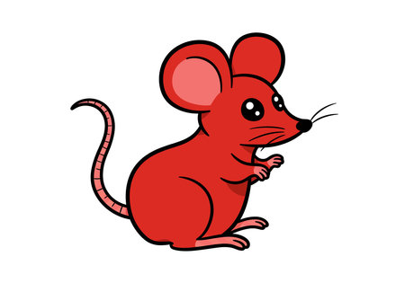 Cartoon mouse clip art. A cute red mouse with large ears, a long tail, and big eyes. Vector illustration design.のイラスト素材