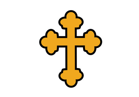 Orthodox clip art. This image shows a yellow Orthodox cross with rounded ends on a white background. Vector illustration design.のイラスト素材