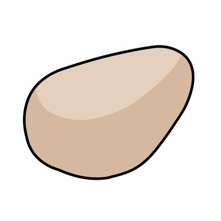 Beige clipart. A beige-colored potato-like shape with a darker outline, minimalistic design, smooth and rounded. Vector illustration design.のイラスト素材