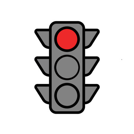 Red light clip art. This image shows a traffic light with the red light illuminated, indicating vehicles must stop. Vector illustration design.のイラスト素材