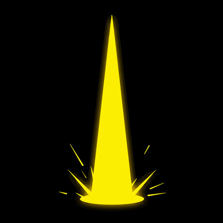 Light ray clipart. This image shows a bright yellow light ray emanating from a point on a black...