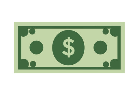 100 dollar bill clip art. This image shows a green and light green dollar bill with a dollar sign in the center. Vector illustration design.のイラスト素材
