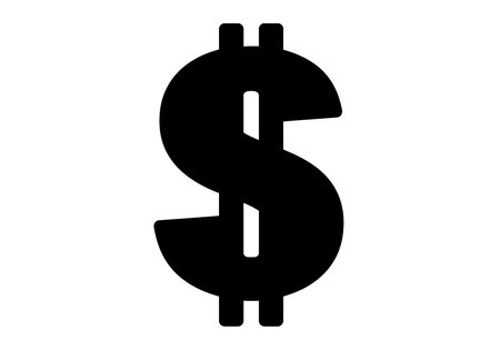 Clip art black money sign. This image shows a black dollar sign symbol on a white background. Vector illustration design.のイラスト素材