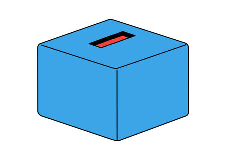 Money box clipart. This image shows a blue rectangular box with a slot on top, resembling a money box. Vector illustration design.のイラスト素材