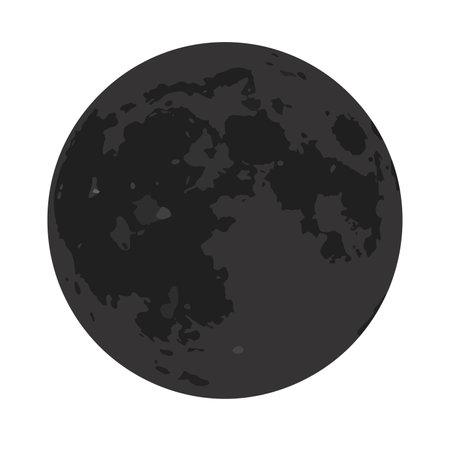 Dark side of the moon clipart. This image shows a dark, shadowed view of the moon with various craters and surface details. Vector illustration design.のイラスト素材