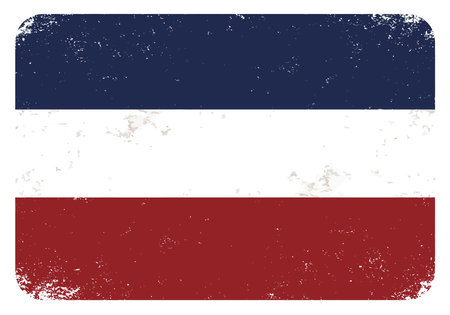 Distressed flag clip art. This image shows a flag with horizontal stripes in blue, white, and red, with a distressed texture. Vector illustration design.のイラスト素材