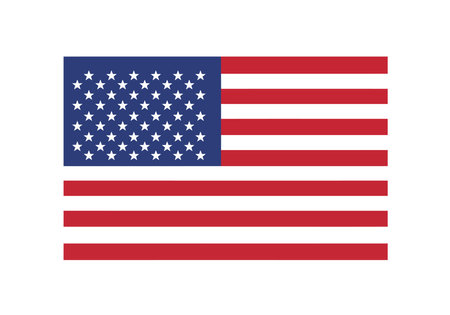 Clip art US flag. The image shows the flag of the United States with 50 white stars on a blue field and 13 red and white stripes. Vector illustration design.のイラスト素材