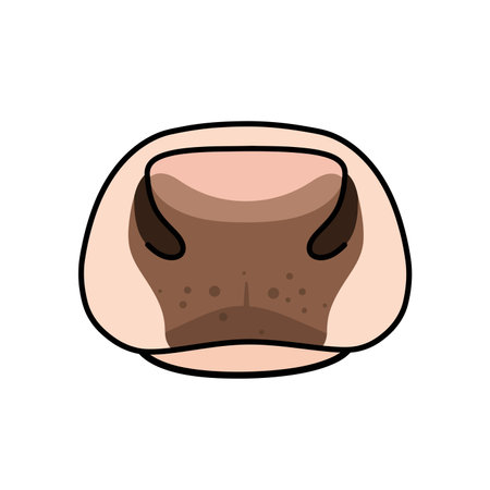 Cow nose clipart. This image shows a close-up view of a cow's nose with detailed shading and spots. Vector illustration design.のイラスト素材