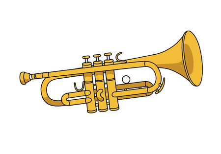 Clipart instrument. This image shows a detailed illustration of a golden trumpet. Vector illustration design.のイラスト素材